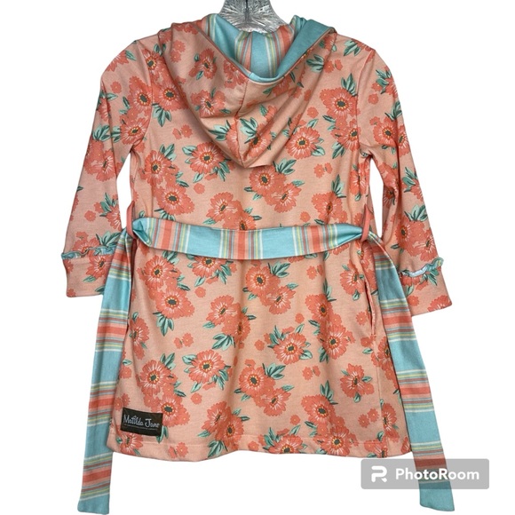 Matilda Jane Robe Girls Small (4-6) Pockets | Hood | Peach & Mint Green EUC - Picture 2 of 12